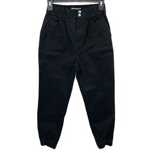 Carmar Black Jogger Cotton Pants SIZE 8 Elastic Waist with Zip and Snap Fly